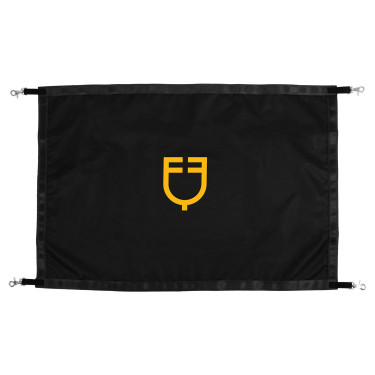 Porte de box avec logo en silicone Equestro Noir / jaune