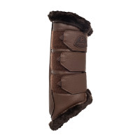 Guêtres arrière en cuir synthétique avec triple velcro Acavallo Marron foncé Guêtres arrière en cuir synthétique avec triple velcro Acavallo Marron foncé
