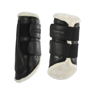 Guêtres avant en cuir écologique avec double fermeture velcro Acavallo Noir