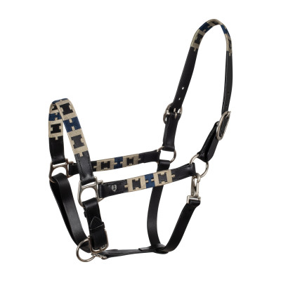 Licol en cuir avec motif géométrique Polo Equestro Noir