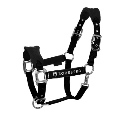 Licol en nylon avec longe et doublure en polaire Equestro Noir