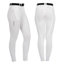 Pantalon femme Selene avec grip genou en coton stretch Equestro Blanc