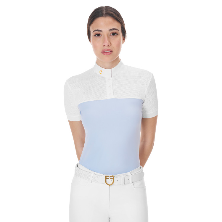 Polo ajusté en tissu technique et mesh manches courtes femme Equestro