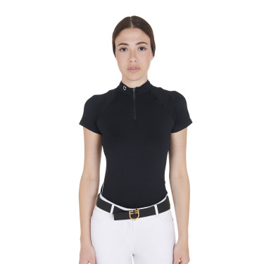 Polo d'entraînement technique ajusté avec fermeture éclair femme Equestro Polo d'entraînement technique ajusté avec fermeture éclair femme Equestro
