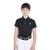 Polo d'entraînement technique enfant en tissu antibactérien Equestro Noir Polo d'entraînement technique enfant en tissu antibactérien Equestro Noir