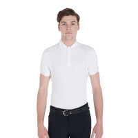 Polo de concours ajusté manches courtes homme 4 boutons Equestro Blanc Polo de concours ajusté manches courtes homme 4 boutons Equestro Blanc