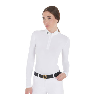 Polo de concours ajusté manches longues femme Artemis Equestro Blanc