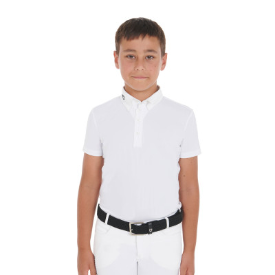 Polo de concours garçon cintré manches courtes 4 boutons Arsen Equestro Blanc