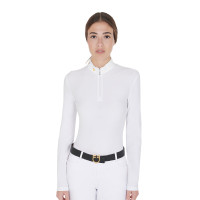 Polo manches longues en tissu polaire technique femme Warm+ Equestro Blanc Polo manches longues en tissu polaire technique femme Warm+ Equestro Blanc