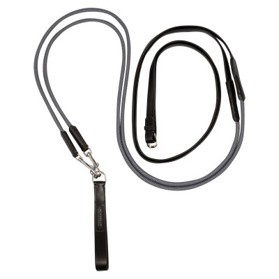 Rênes allemandes en cuir souple et corde en nylon Acavallo Noir
