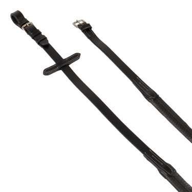 Rênes en cuir et caoutchouc avec boucles argentées (1,6 cm) Equestro Rênes en cuir et caoutchouc avec boucles argentées (1,6 cm) Equestro