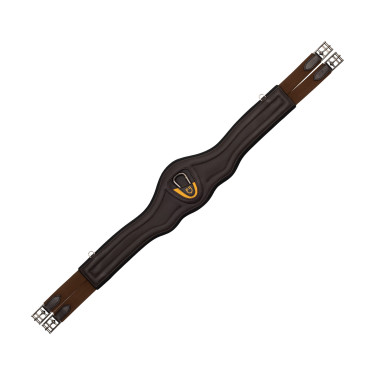 Sangle anatomique en cuir avec néoprène embossé et rembourré Equestro Marron foncé