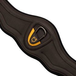 Sangle anatomique en cuir avec néoprène embossé et rembourré Equestro Marron foncé