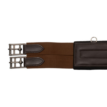 Sangle anatomique en cuir avec néoprène embossé et rembourré Equestro Marron foncé