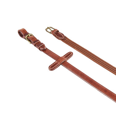 Rênes en tissu avec boucles en laiton modèle Lionel Equestro Cognac Marron