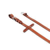 Rênes en cuir italien et caoutchouc Kris avec boucles argentées Equestro Cognac Marron Rênes en cuir italien et caoutchouc Kris avec boucles argentées Equestro Cognac Marron