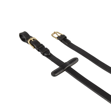 Rênes en cuir italien et caoutchouc 1.9 cm Kris avec boucles en laiton Equestro Rênes en cuir italien et caoutchouc 1.9 cm Kris avec boucles en laiton Equestro