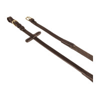 Rênes en cuir italien et caoutchouc 1.9 cm Kris avec boucles en laiton Equestro Marron foncé Rênes en cuir italien et caoutchouc 1.9 cm Kris avec boucles en laiton Equestro Marron foncé