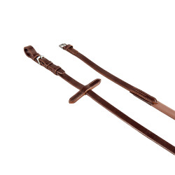 Rênes en cuir et caoutchouc lisse Equestro Cognac Marron