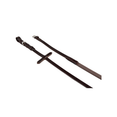 Rênes en cuir et caoutchouc lisse Equestro Marron foncé