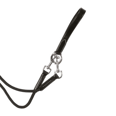 Rênes de retour en cuir et corde tubulaire Equestro Rênes de retour en cuir et corde tubulaire Equestro