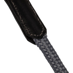 Rênes allemandes en cuir souple et corde en nylon Acavallo Noir Rênes allemandes en cuir souple et corde en nylon Acavallo Noir