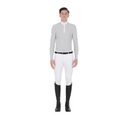 Polo manches longues en tissu polaire technique homme Warm+ Equestro Gris Polo manches longues en tissu polaire technique homme Warm+ Equestro Gris