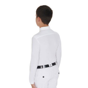 Polo manches longues garçon en tissu technique polaire Warm+ Equestro Polo manches longues garçon en tissu technique polaire Warm+ Equestro