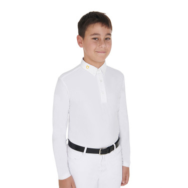 Polo manches longues garçon en tissu technique polaire Warm+ Equestro Polo manches longues garçon en tissu technique polaire Warm+ Equestro