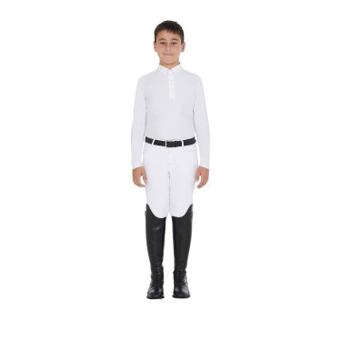 Polo manches longues garçon en tissu technique polaire Warm+ Equestro Polo manches longues garçon en tissu technique polaire Warm+ Equestro