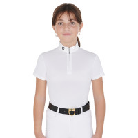Polo de concours fille cintré manches courtes avec fermeture éclair Lusineh Equestro Blanc Polo de concours fille cintré manches courtes avec fermeture éclair Lusineh Equestro Blanc