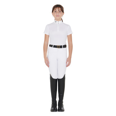 Polo de concours fille cintré manches courtes avec fermeture éclair Lusineh Equestro Polo de concours fille cintré manches courtes avec fermeture éclair Lusineh Equestro