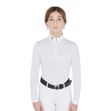 Polo de concours fille anti-UV cintré manches longues avec fermeture éclair Anahid Equestro Polo de concours fille anti-UV cintré manches longues avec fermeture éclair Anahid Equestro