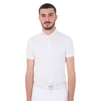 Polo de concours manches courtes homme en tissu technique respirant Hunt Equestro Blanc Polo de concours manches courtes homme en tissu technique respirant Hunt Equestro Blanc