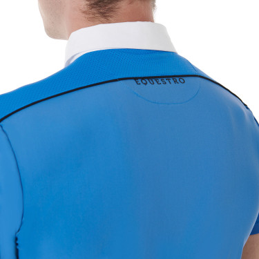 Polo de concours manches courtes homme avec fermeture éclair et bordure en mesh Equestro Polo de concours manches courtes homme avec fermeture éclair et bordure en mesh Equestro
