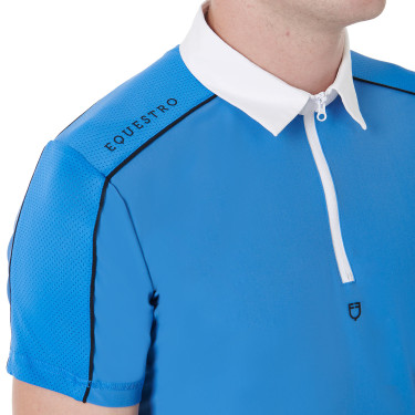 Polo de concours manches courtes homme avec fermeture éclair et bordure en mesh Equestro Polo de concours manches courtes homme avec fermeture éclair et bordure en mesh Equestro