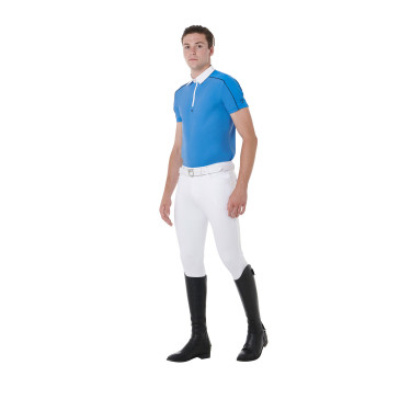 Polo de concours manches courtes homme avec fermeture éclair et bordure en mesh Equestro Polo de concours manches courtes homme avec fermeture éclair et bordure en mesh Equestro