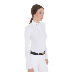 Polo de concours ajusté manches longues femme Artemis Equestro Blanc