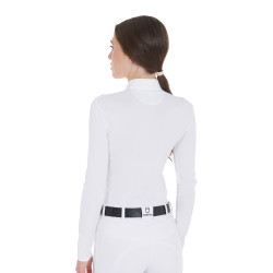 Polo de concours ajusté manches longues femme Artemis Equestro Blanc