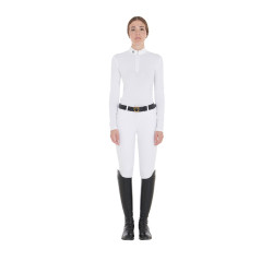 Polo de concours ajusté manches longues femme Artemis Equestro Blanc
