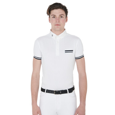 Polo de concours ajusté manches courtes homme avec inserts noirs Garen Equestro Polo de concours ajusté manches courtes homme avec inserts noirs Garen Equestro