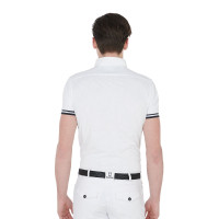 Polo de concours ajusté manches courtes homme avec inserts noirs Garen Equestro Blanc Polo de concours ajusté manches courtes homme avec inserts noirs Garen Equestro Blanc
