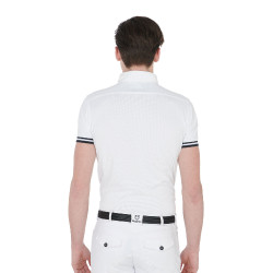 Polo de concours ajusté manches courtes homme avec inserts noirs Garen Equestro Blanc Polo de concours ajusté manches courtes homme avec inserts noirs Garen Equestro Blanc