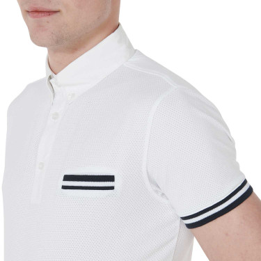 Polo de concours ajusté manches courtes homme avec inserts noirs Garen Equestro Polo de concours ajusté manches courtes homme avec inserts noirs Garen Equestro