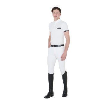 Polo de concours ajusté manches courtes homme avec inserts noirs Garen Equestro Polo de concours ajusté manches courtes homme avec inserts noirs Garen Equestro