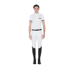 Polo de concours ajusté manches courtes homme avec inserts noirs Garen Equestro Blanc Polo de concours ajusté manches courtes homme avec inserts noirs Garen Equestro Blanc