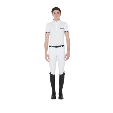 Polo de concours ajusté manches courtes homme avec inserts noirs Garen Equestro Polo de concours ajusté manches courtes homme avec inserts noirs Garen Equestro