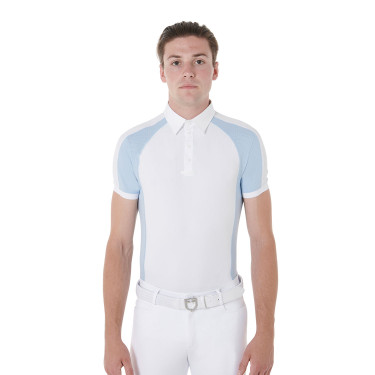 Polo de concours ajusté manches courtes homme 4 boutons Equestro Polo de concours ajusté manches courtes homme 4 boutons Equestro