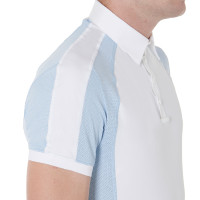 Polo de concours ajusté manches courtes homme 4 boutons Equestro Bleu ciel