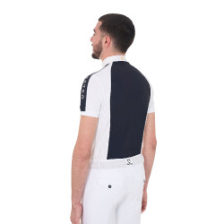 Polo de concours ajusté manches courtes homme 4 boutons Equestro Marine blazer Bleu marine